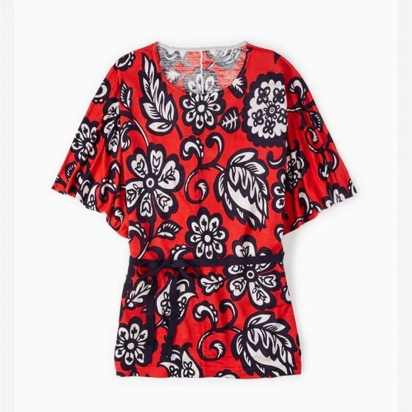 Boden Silk/Linen/Viscose “Botanical Flourish” Blouse in Red/Black/White Size L - Picture 9 of 9